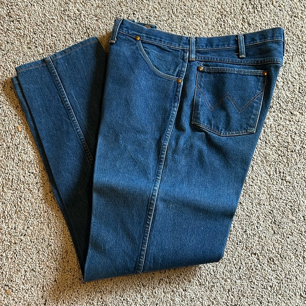 Wrangler original 13MWZ denim jeans 38x38 shortened to 38x34